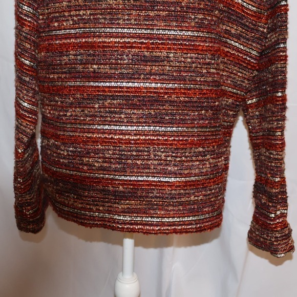 CHICO'S Womens S Multicolor Textured Boucle Metallic Blazer Jacket Button Front - Picture 9 of 13